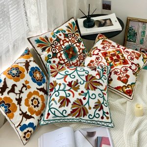 set of 2 Embroidered Decorative Throw Pillow Covers