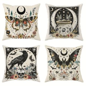 Set of 4 Halloween Throw Pillow Covers 18x18 Inch