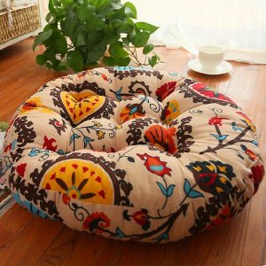 1pc Plush Thick Round Boho Chic Cushion