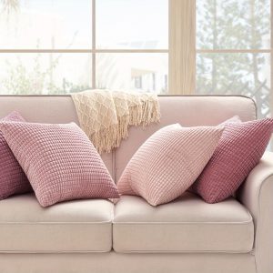 Set of 4 Fluffy Corduroy Throw Pillow Covers