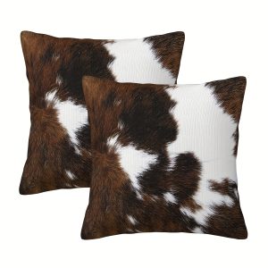 2pcs Cowhide Velvet Pillow Covers