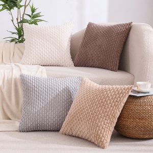 4-Piece Chain-Shaped Plush Corduroy Pillow Covers