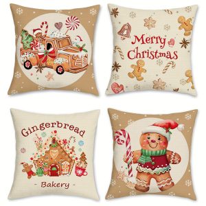 4pcs Luxury Linen Blends Christmas Pillowcases