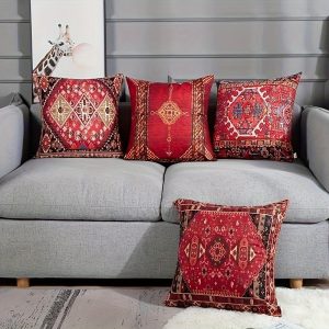 4-Pack Vintage-Inspired Double-Sided Soft Throw Pillow Covers