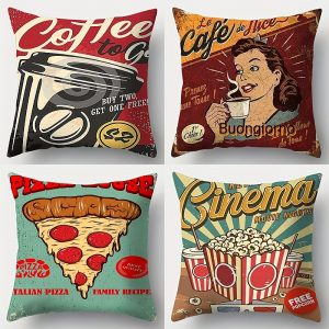 4pcs Retro American Style Throw Pillow Case