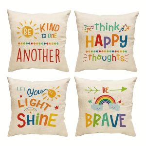 4-Pack Rainbow Classroom Pillowcase Set