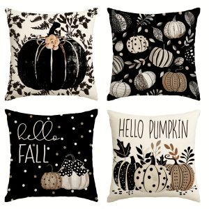 Fall Hello Pumpkin Leaves Throw Pillow Covers