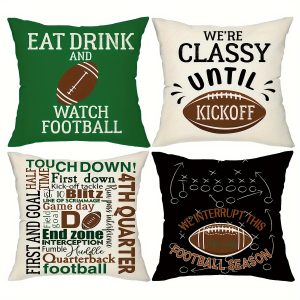 4pcs Football-Themed Throw Pillow Covers Set