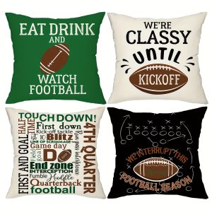 4PCS Football Frenzy Throw Pillow Covers