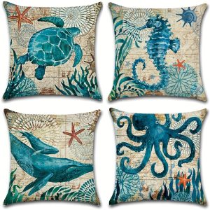 4pcs Coastal Chic Pillow Covers