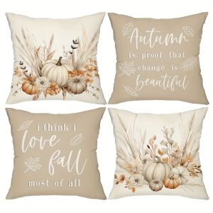 4pcs Boho Chic Wildflower Fall Throw Pillow Covers