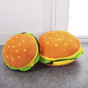 1pc Whimsical Hamburger Pattern Plush Pillow