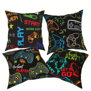 4pc Gamer Pillow Set - Vibrant Gaming Graphics