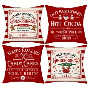 Christmas Gingerbread Bakery Throw Pillow Covers